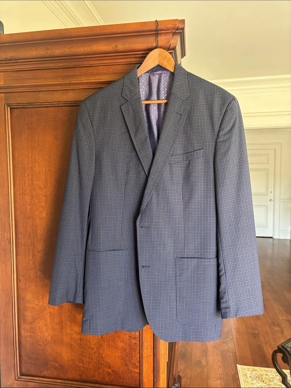 Ted Baker Men's Blue Micro-Check Blazer